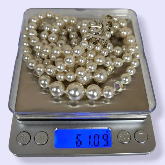 Vintage 3-Strand Lucite Pearl Necklace - Picture 7 of 7